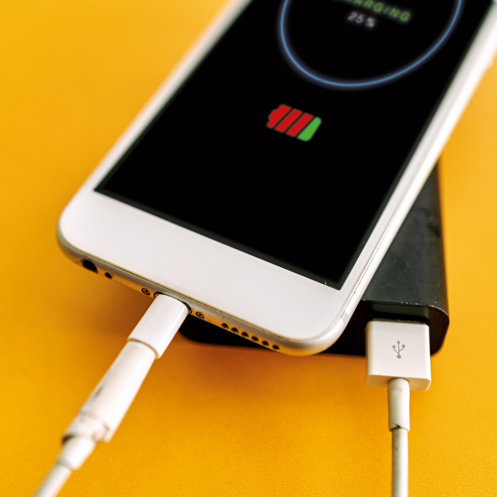 Mini power bank with iPhone attached for corporate gifts