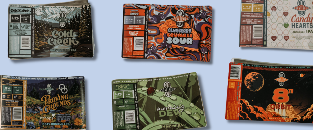 Creative craft beer labels showcasing colorful and unique packaging designs for different brews